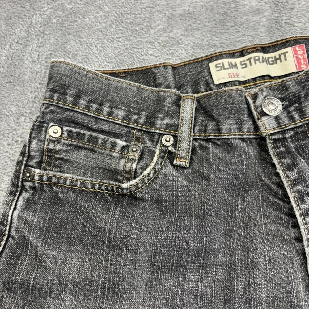 Levi's 514 Slim Straight Jeans Men 30x32 Black Good Frayed Hem Zip Fly